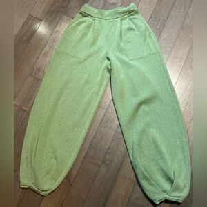 Free People FP Beach Lounge Pants Small Green Slouchy Knit Joggers High Rise
